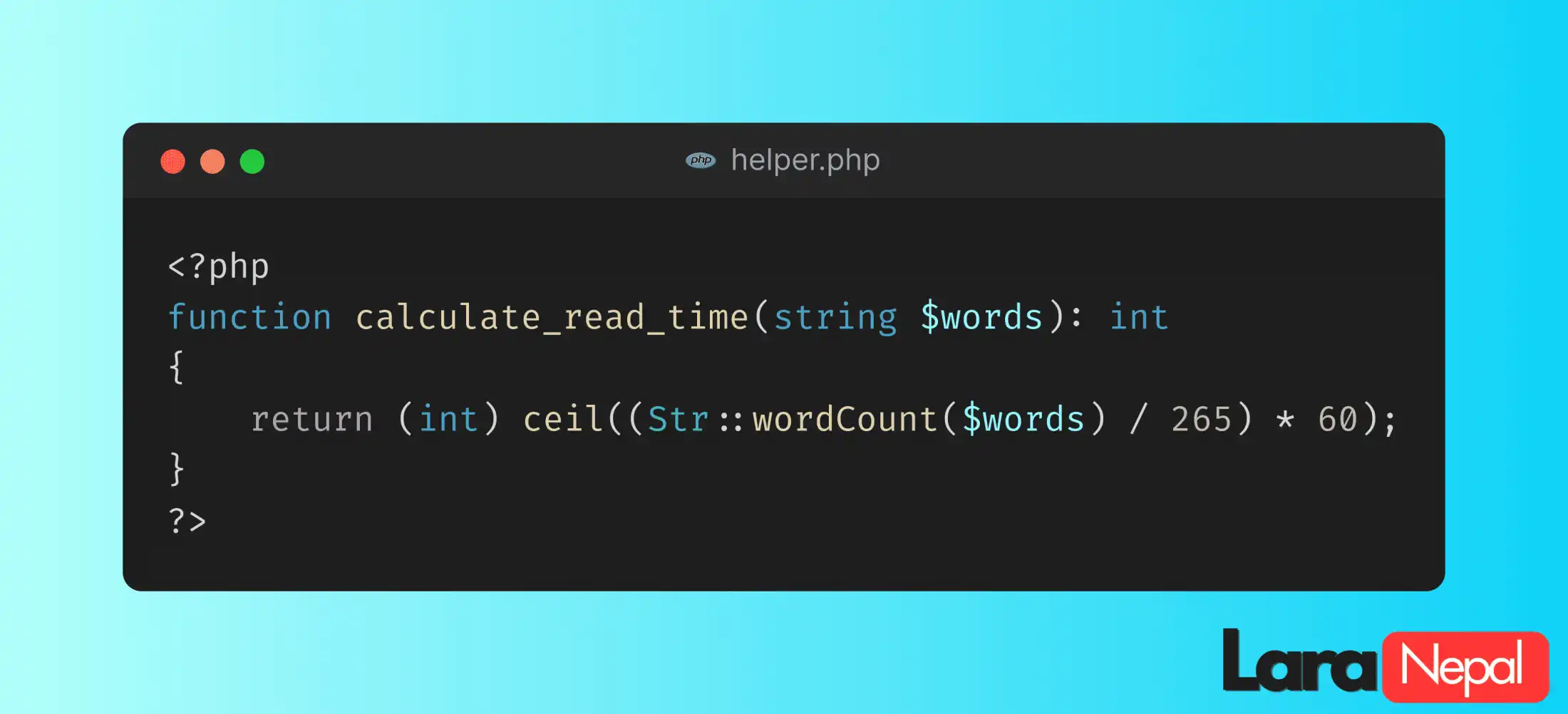 Read Time Calculator for Laravel 
